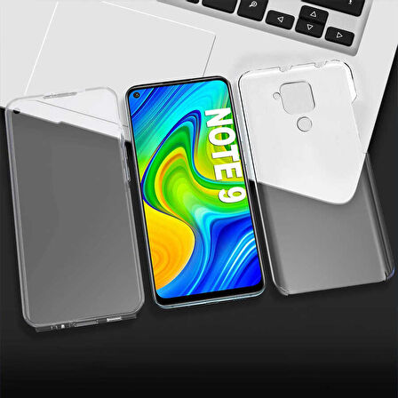 Xiaomi Redmi Note 9 Uyumlu Ön Arka 360 Tam Koruma Şeffaf Soft Silikon Kılıf