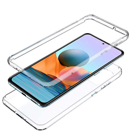 Xiaomi Redmi Note 10 Pro Uyumlu Ön Arka 360 Tam Koruma Şeffaf Soft Silikon Kılıf