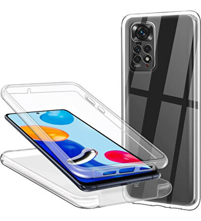 Xiaomi Redmi Note 11 Pro Uyumlu Ön Arka 360 Tam Koruma Şeffaf Soft Silikon Kılıf