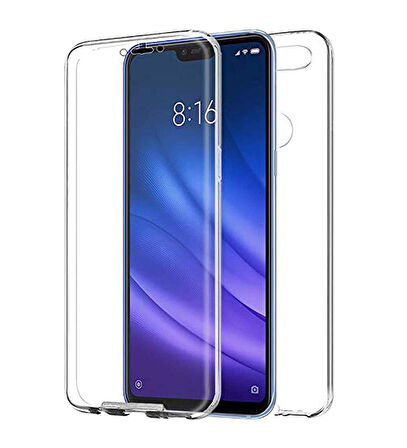 Xiaomi Mi 8 Lite Uyumlu Ön Arka 360 Tam Koruma Şeffaf Soft Silikon Kılıf
