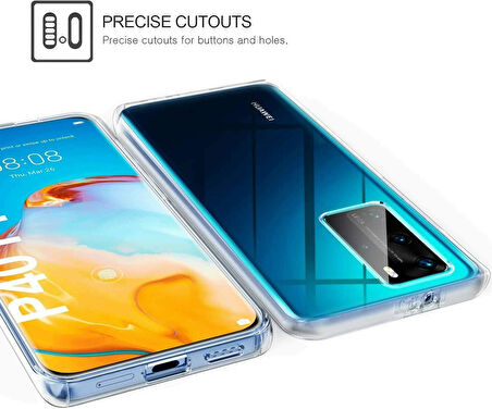 Huawei P40 Pro Uyumlu Ön Arka 360 Tam Koruma Şeffaf Soft Silikon Kılıf