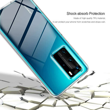 Huawei P40 Pro Uyumlu Ön Arka 360 Tam Koruma Şeffaf Soft Silikon Kılıf