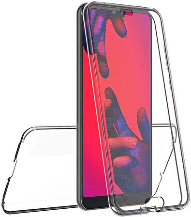 Huawei P20 Uyumlu Ön Arka 360 Tam Koruma Şeffaf Soft Silikon Kılıf
