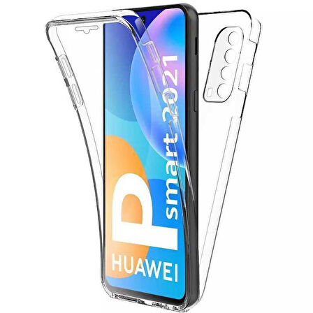 Huawei P Smart 2021 Uyumlu Ön Arka 360 Tam Koruma Şeffaf Soft Silikon Kılıf
