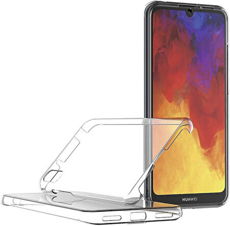 Huawei Y6 2019 Uyumlu Ön Arka 360 Tam Koruma Şeffaf Soft Silikon Kılıf