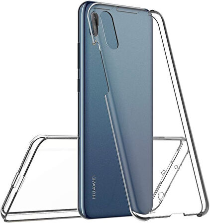 Huawei Y6 2019 Uyumlu Ön Arka 360 Tam Koruma Şeffaf Soft Silikon Kılıf