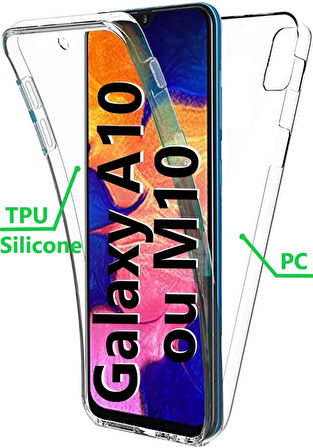 Samsung Galaxy M10/A10 Uyumlu Ön Arka 360 Tam Koruma Şeffaf Soft Silikon Kılıf