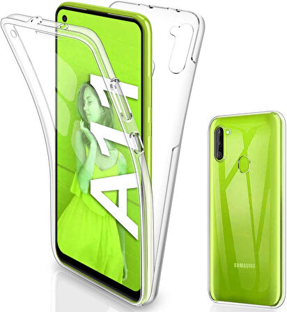 Samsung Galaxy A11 Uyumlu Ön Arka 360 Tam Koruma Şeffaf Soft Silikon Kılıf