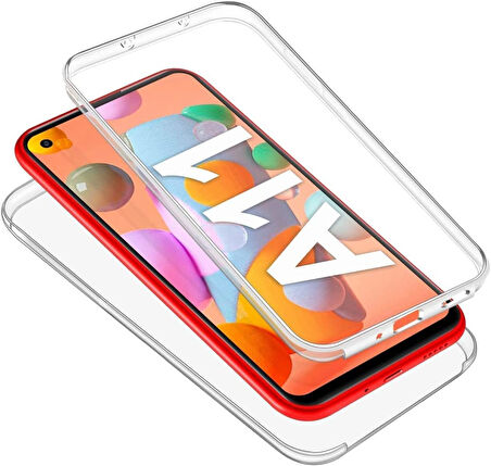 Samsung Galaxy A11 Uyumlu Ön Arka 360 Tam Koruma Şeffaf Soft Silikon Kılıf