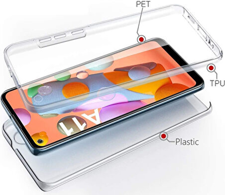 Samsung Galaxy A11 Uyumlu Ön Arka 360 Tam Koruma Şeffaf Soft Silikon Kılıf