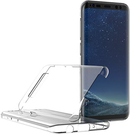 Samsung Galaxy S8 Uyumlu Ön Arka 360 Tam Koruma Şeffaf Soft Silikon Kılıf