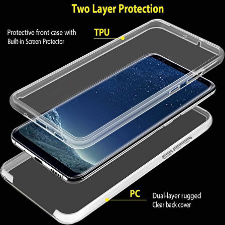 Samsung Galaxy S8 Plus Uyumlu Ön Arka 360 Tam Koruma Şeffaf Soft Silikon Kılıf