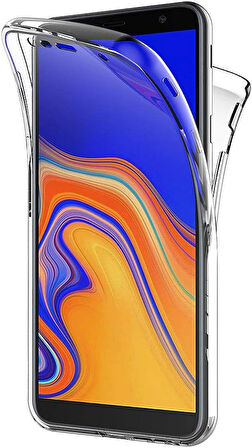 Samsung Galaxy J4 Uyumlu Ön Arka 360 Tam Koruma Şeffaf Soft Silikon Kılıf