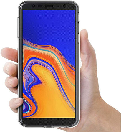 Samsung Galaxy J4 Uyumlu Ön Arka 360 Tam Koruma Şeffaf Soft Silikon Kılıf