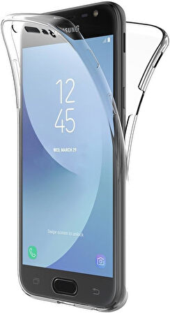 Samsung Galaxy J3 Pro Uyumlu Ön Arka 360 Tam Koruma Şeffaf Soft Silikon Kılıf