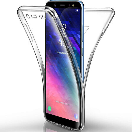 Samsung Galaxy J6 Uyumlu Ön Arka 360 Tam Koruma Şeffaf Soft Silikon Kılıf