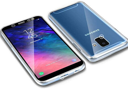 Samsung Galaxy J6 Uyumlu Ön Arka 360 Tam Koruma Şeffaf Soft Silikon Kılıf