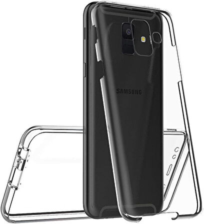 Samsung Galaxy J6 Uyumlu Ön Arka 360 Tam Koruma Şeffaf Soft Silikon Kılıf