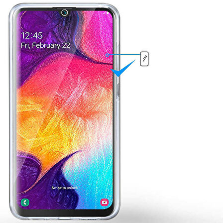 Samsung Galaxy A50 Uyumlu Ön Arka 360 Tam Koruma Şeffaf Soft Silikon Kılıf