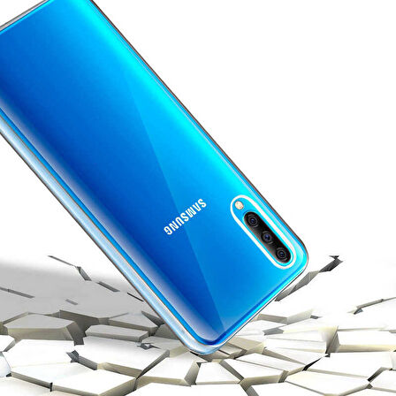 Samsung Galaxy A50 Uyumlu Ön Arka 360 Tam Koruma Şeffaf Soft Silikon Kılıf