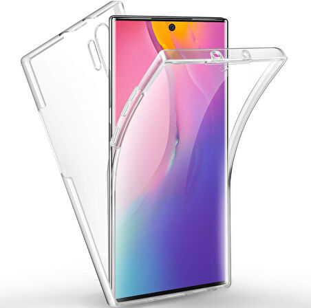 Samsung Galaxy Note 10 Plus Uyumlu Ön Arka 360 Tam Koruma Şeffaf Soft Silikon Kılıf