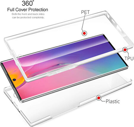 Samsung Galaxy Note 10 Plus Uyumlu Ön Arka 360 Tam Koruma Şeffaf Soft Silikon Kılıf
