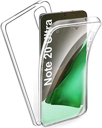 Samsung Galaxy Note 20 Ultra Uyumlu Ön Arka 360 Tam Koruma Şeffaf Soft Silikon Kılıf