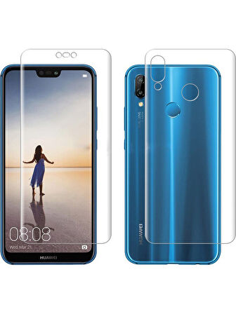 Huawei P20 Lite ile Uyumlu Ön Arka Koruma Full Body Jelatin