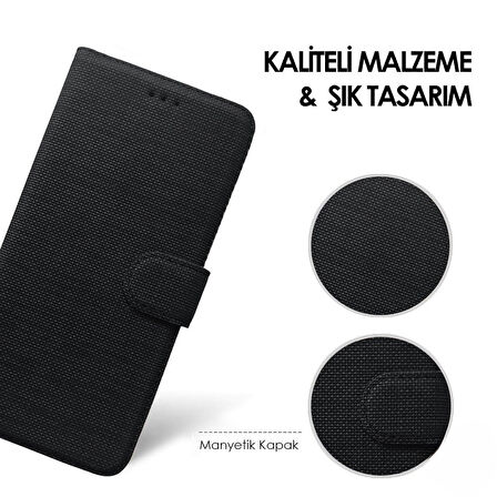 Huawei P30 Lite Uyumlu Kapaklı Tam Korumalı Kumaş Kılıf