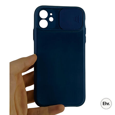 iPhone 12 Mini Uyumlu Kamera Sürgülü Mat Silikon Kılıf