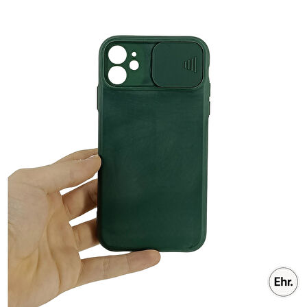 iPhone 12 Mini Uyumlu Kamera Sürgülü Mat Silikon Kılıf