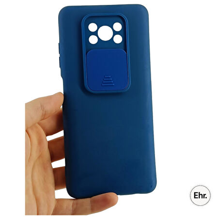 Xiaomi Poco X3 Uyumlu Kamera Sürgülü Mat Silikon Kılıf