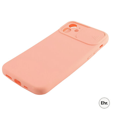 iPhone 12 Uyumlu Kamera Sürgülü Mat Silikon Kılıf