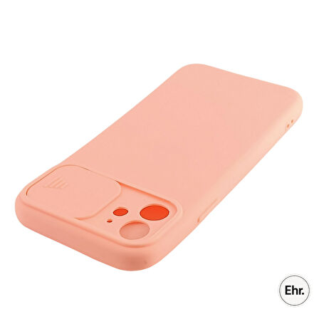 iPhone 12 Uyumlu Kamera Sürgülü Mat Silikon Kılıf
