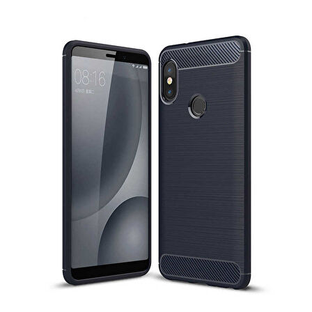 Xiaomi Mi 8 ile Uyumlu Kamera Korumalı Darbe Önleyici Carbon Brushed Silikon Kılıf