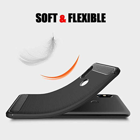 Xiaomi Mi 8 ile Uyumlu Kamera Korumalı Darbe Önleyici Carbon Brushed Silikon Kılıf