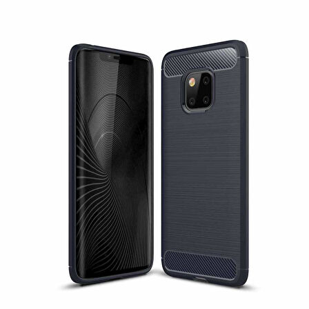 Huawei Mate 20 Pro ile Uyumlu Kamera Korumalı Darbe Önleyici Carbon Brushed Silikon Kılıf