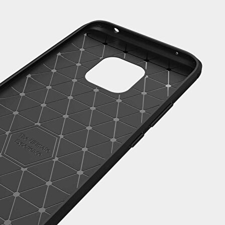 Huawei Mate 20 Pro ile Uyumlu Kamera Korumalı Darbe Önleyici Carbon Brushed Silikon Kılıf