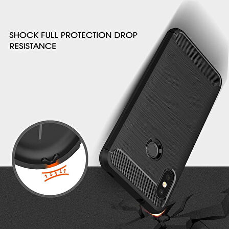 Xiaomi Mi A2 Lite ile Uyumlu Kamera Korumalı Darbe Önleyici Carbon Brushed Silikon Kılıf