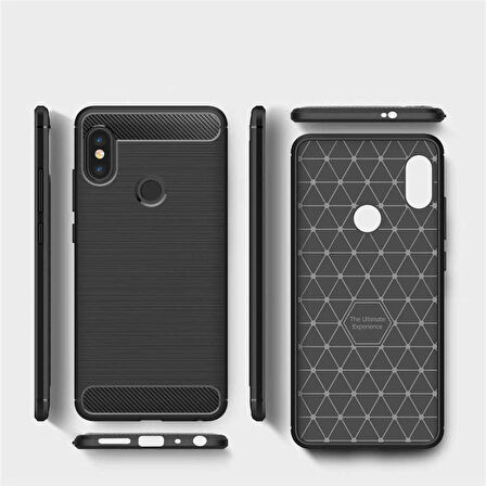 Xiaomi Redmi Note 5 Pro ile Uyumlu Kamera Korumalı Darbe Önleyici Carbon Brushed Silikon Kılıf