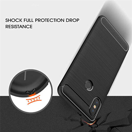 Xiaomi Redmi Note 6 Pro ile Uyumlu Kamera Korumalı Darbe Önleyici Carbon Brushed Silikon Kılıf