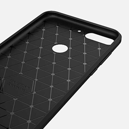 Huawei Y7 2018 ile Uyumlu Kamera Korumalı Darbe Önleyici Carbon Brushed Silikon Kılıf