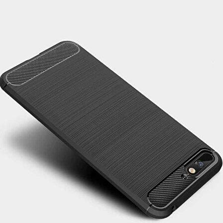Huawei Y6 2018 ile Uyumlu Kamera Korumalı Darbe Önleyici Carbon Brushed Silikon Kılıf