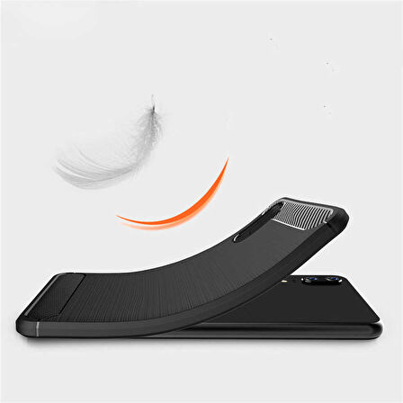 Huawei P20 ile Uyumlu Kamera Korumalı Darbe Önleyici Carbon Brushed Silikon Kılıf
