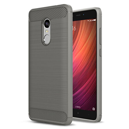Xiaomi Redmi Note 4X ile Uyumlu Kamera Korumalı Darbe Önleyici Carbon Brushed Silikon Kılıf
