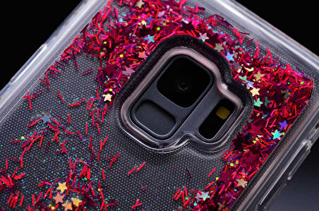 Samsung Galaxy S9 Uyumlu Yanları Taşlı Sulu Simli Lüx Silikon Kılıf