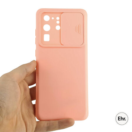 Samsung Galaxy S20 Ultra Uyumlu Kamera Sürgülü Mat Silikon Kılıf