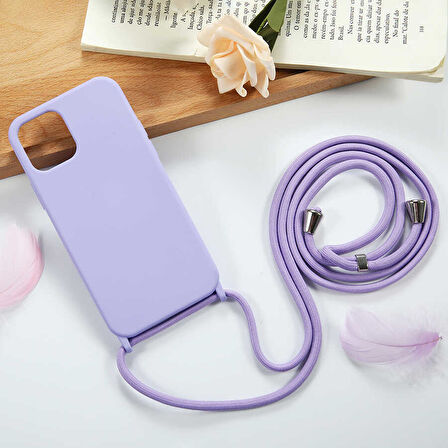 İPhone 12 ile Uyumlu Ropi İpli Silikon İçi Kadife Korumalı Kılıf