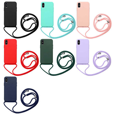 İPhone X ile Uyumlu Ropi İpli Silikon İçi Kadife Korumalı Kılıf