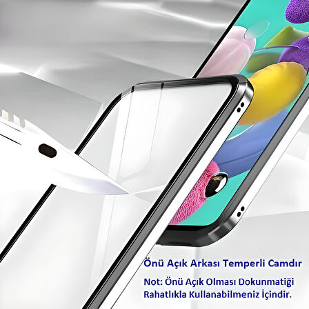 Samsung Galaxy A10 Uyumlu Kılıf Önü Açık Arkası Temperli Camlı Manyetik Adsorpsiyon Darbeye Dayanıklı Kapak